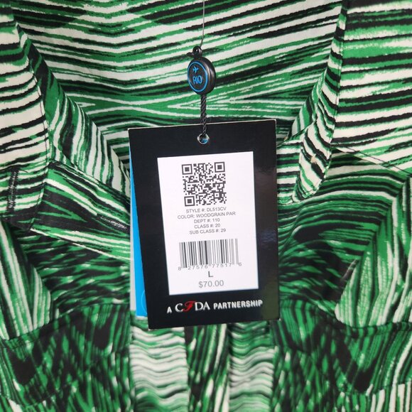 New with Tags! Derek Lam Green & White Wood Grain Pattern Shirt Dress Size L - Picture 8 of 10